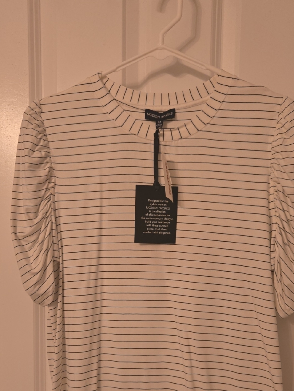 Modern Works White & Black Striped Short Sleeve Tee